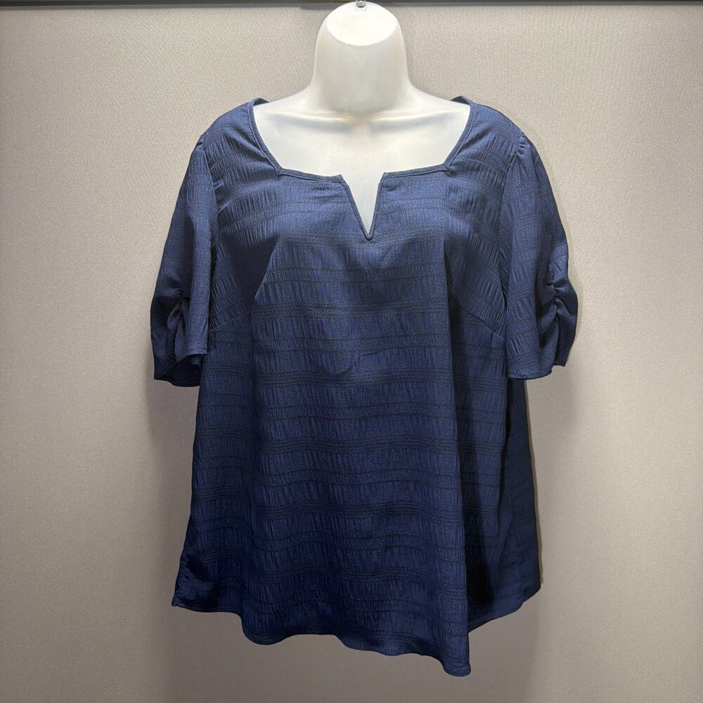 Bloomchic Women Gathered Sleeve Split Neck Blouse Size 12 NWOT
